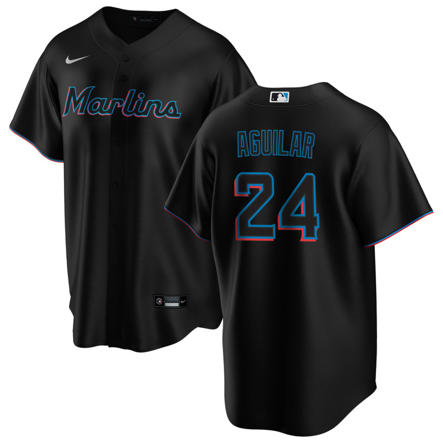 Nike Men #24 Jesus Aguilar Miami Marlins Baseball Jerseys Sale-Black